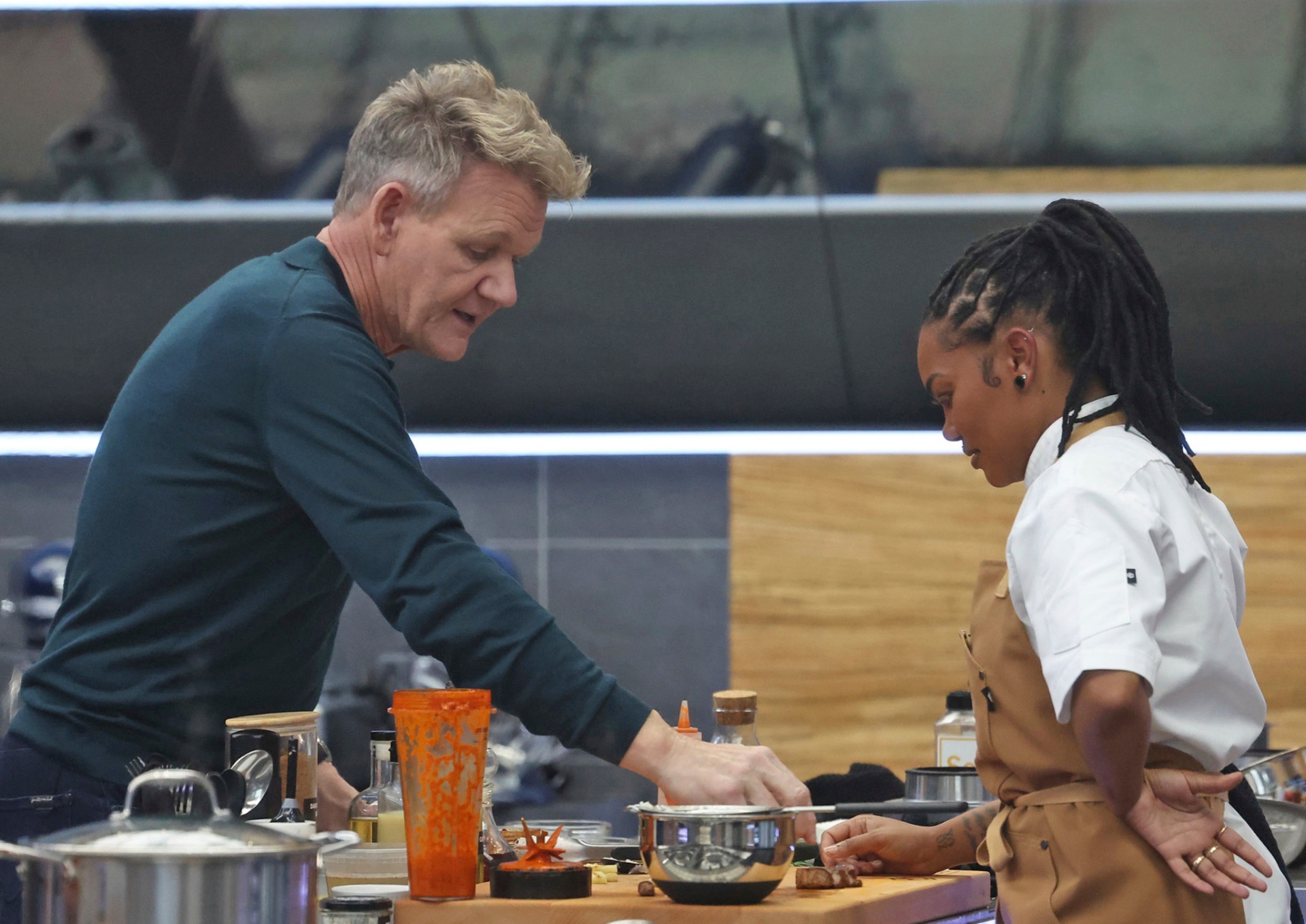 Chef Cole with Gordon Ramsay at the station